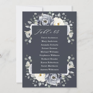 Silver Grey Ivory Floral Winter Seating Chart Invi Invitation
