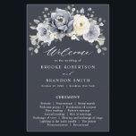 Silver Grey Ivory Floral Winter Wedding Program<br><div class="desc">Elegant floral winter wedding program card features elegant grey ,  ivory and silver watercolor flower bouquet frosty-hued greenery. Please contact me for any help in customization or if you need any other product with this design.</div>
