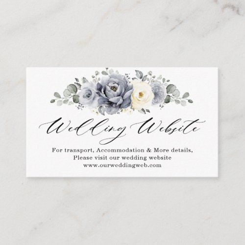 Silver Grey Ivory Floral Winter Wedding Website    Enclosure Card