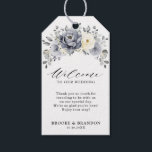 Silver Grey Ivory Floral Winter  Wedding Welcome Gift Tags<br><div class="desc">Elegant floral winter wedding welcome gift tag features elegant grey ,  ivory and silver watercolor flower bouquet frosty-hued greenery. Please contact me for any help in customization or if you need any other product with this design.</div>