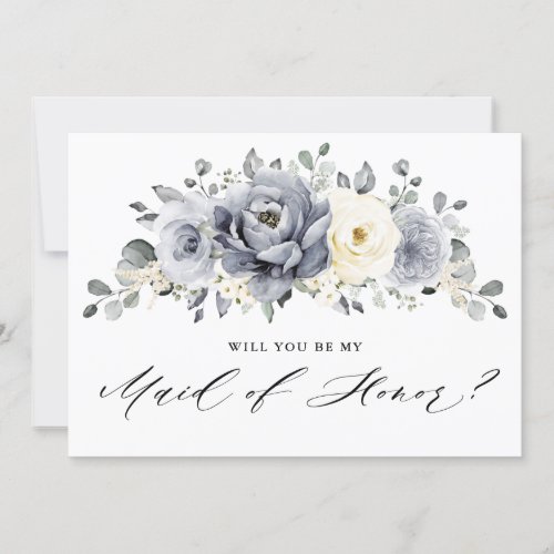 Silver Grey Ivory  Will you be my Maid of Honor Invitation
