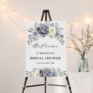 Silver Grey Ivory Winter Bridal Shower Welcome Foam Board