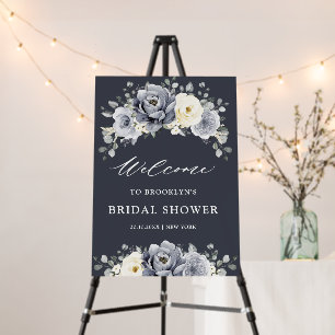 Silver Grey Ivory Winter Bridal Shower Welcome Foam Board