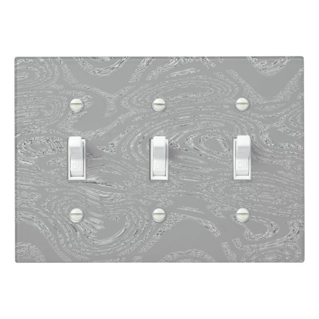 Silver Grey Light Switch Cover Wall Plate (In Situ)