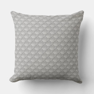 Silver Grey Mermaid Fish Scale Pattern Throw Pillow