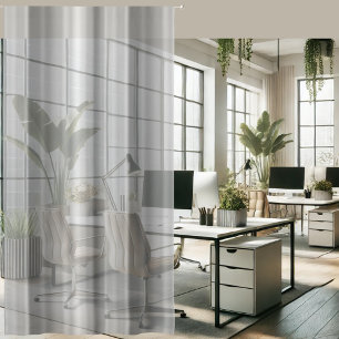 Silver Grey Metallic Style Striped Sheer Curtains