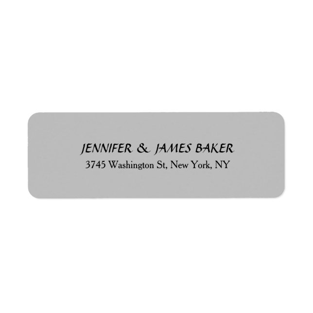 Silver Grey Minimalist Plain Modern Family Name Label (Front)