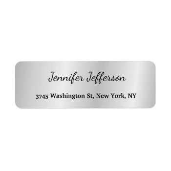 Silver Grey Modern Handwriting Plain Professional Label by made_in_atlantis at Zazzle