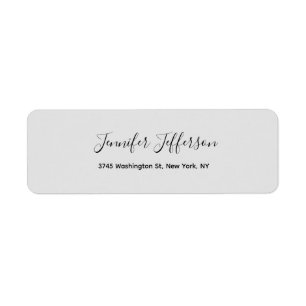 Silver Grey Modern Handwriting Plain Professional Label
