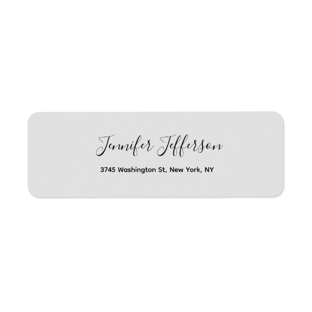 Silver Grey Modern Handwriting Plain Professional Label (Front)