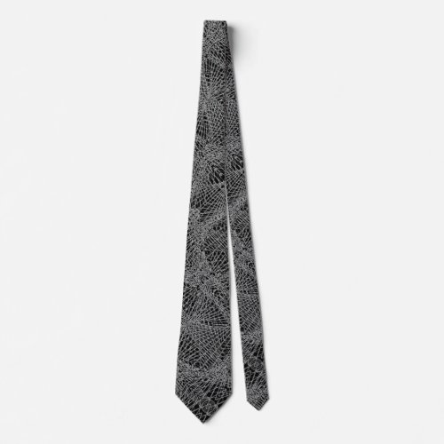 Silver Grey on Black Geometric Infinity Pattern Neck Tie