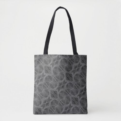 Silver Grey on Black Geometric Infinity Pattern Tote Bag