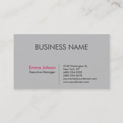 Silver Grey Pink Elegant Modern Simple Business Card