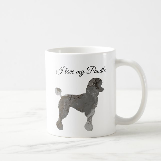 Silver Grey Poodle Love Coffee Mug Customize (Right)