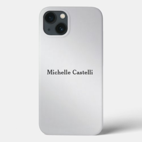Silver Grey Professional Unique Add Own Name iPhone 13 Case