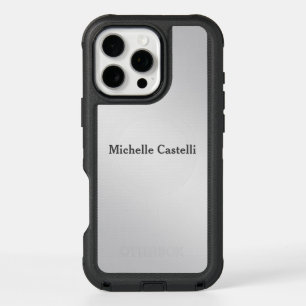Silver Grey Professional Unique Add Own Name iPhone 16 Pro Max Case
