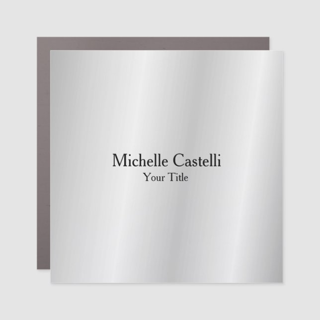 Silver Grey Professional Unique Classical Simple Car Magnet (Front)