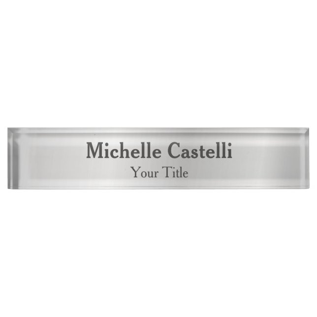 Silver Grey Professional Unique Classical Simple Desk Name Plate (Front)