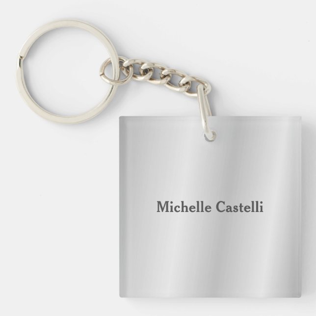 Silver Grey Professional Unique Classical Simple Keychain (Front)