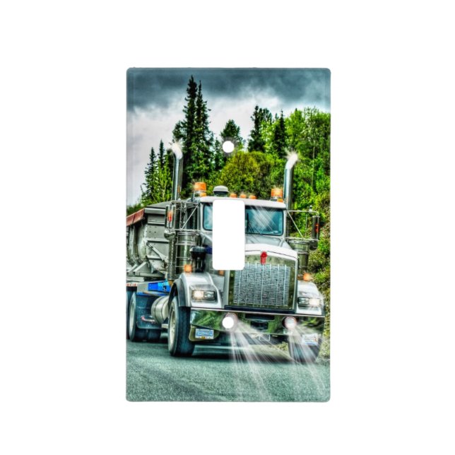 Silver-Grey Quarry Truck Lorry Photo Art Light Switch Cover (Front)