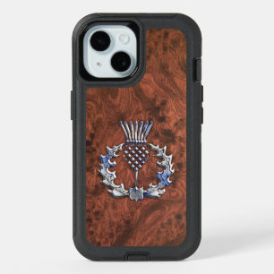 Silver Grey Scottish Thistle Decor on a iPhone 15 Case
