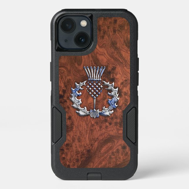 Silver Grey Scottish Thistle Decor on a Otterbox iPhone Case (Back)