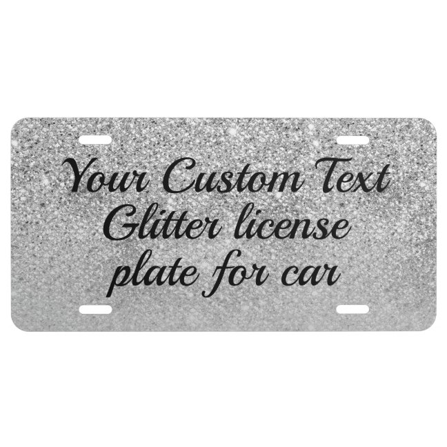 Silver Grey Shiny Printed sparkle effect Bling License Plate