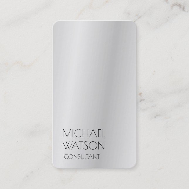Silver Grey Simple Plain Trendy Professional Business Card (Front)