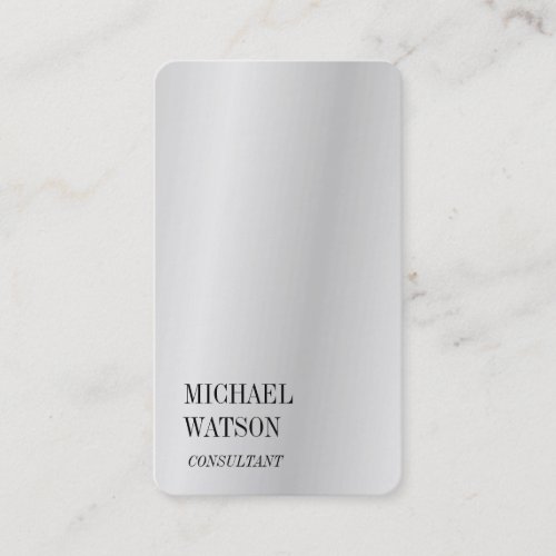Silver Grey Simple Plain Trendy Professional Business Card