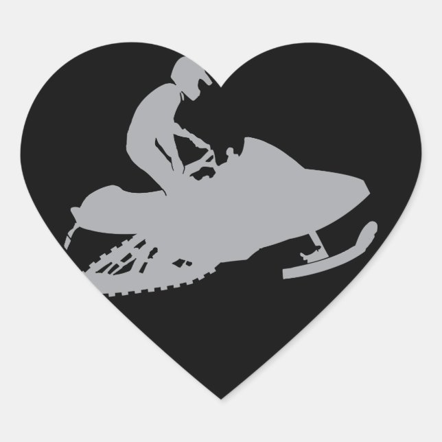 Silver Grey Snowmobiler Heart Sticker (Front)