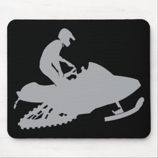 Silver Grey Snowmobiler Mouse Pad
