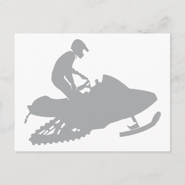 Silver Grey Snowmobiler Postcard (Front)