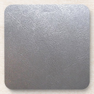 SILVER Grey Sparkle : Leather Look Finish Drink Coaster
