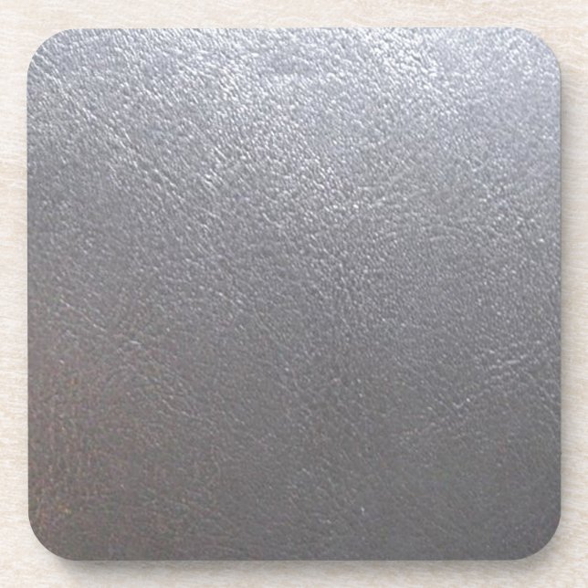 SILVER Grey Sparkle : Leather Look Finish Drink Coaster (Front)