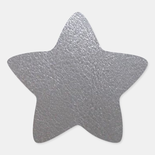 SILVER Grey Sparkle : Leather Look Finish Star Sticker (Front)