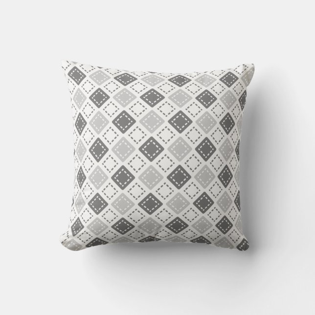 Silver Grey Squares Pattern Throw Pillow (Front)
