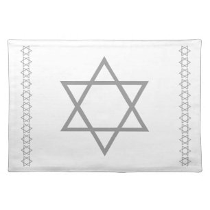 silver grey STAR OF DAVID  white placemats