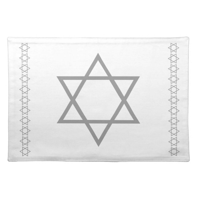 silver grey STAR OF DAVID  white placemats (Front)
