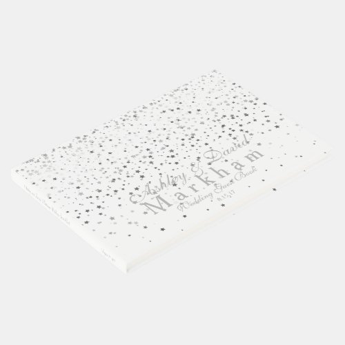 Silver_Grey Stars Wedding Guest Book_White Guest Book