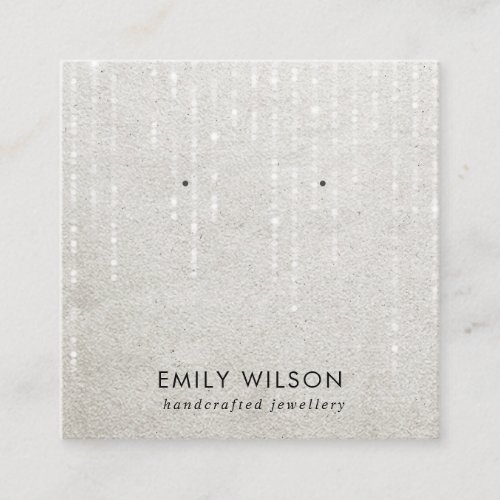 SILVER GREY STRING LIGHTS STUD EARRING DISPLAY SQUARE BUSINESS CARD