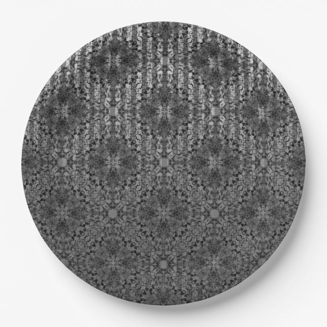 Silver Grey Striped Hollywood Regency Pattern Paper Plates (Front)