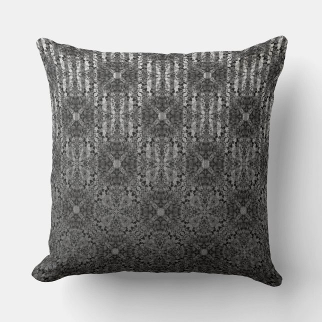 Silver Grey Striped Hollywood Regency Pattern Throw Pillow (Front)