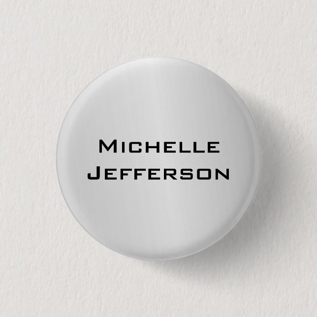 Silver Grey Stylish Trendy Modern Name Button (Front)