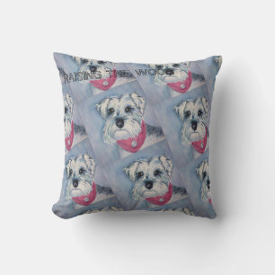 SILVER GREY SWEET SCHNAUZER THROW PILLOW