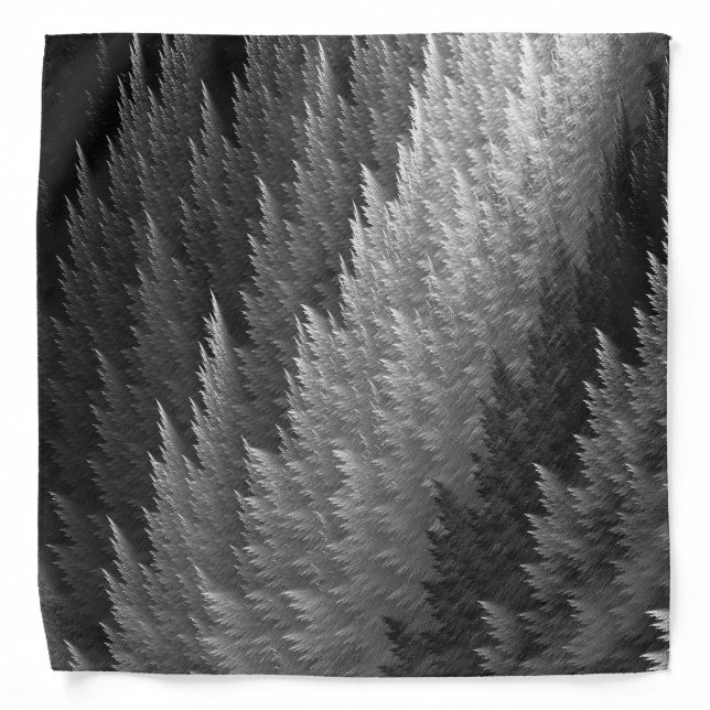 Silver Grey Tartan Feather Pattern Bandana (Front)