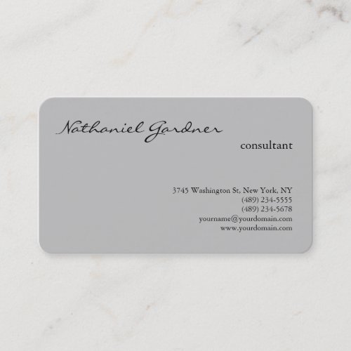 Silver Grey Trendy Plain Creative Modern Business Card