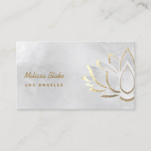 silver grey watercolor lotus design business card