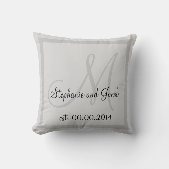 silver grey Wedding keepsake Throw Pillow (Front)