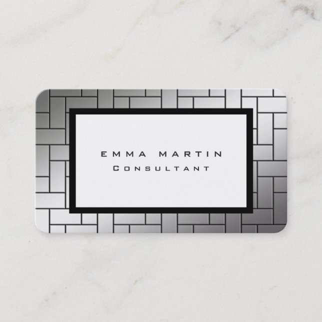 Silver Grey White Unique Trendy Creative Business Card (Front)