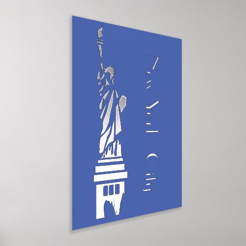 Silver  Grunge Statue  of Liberty Foil Prints